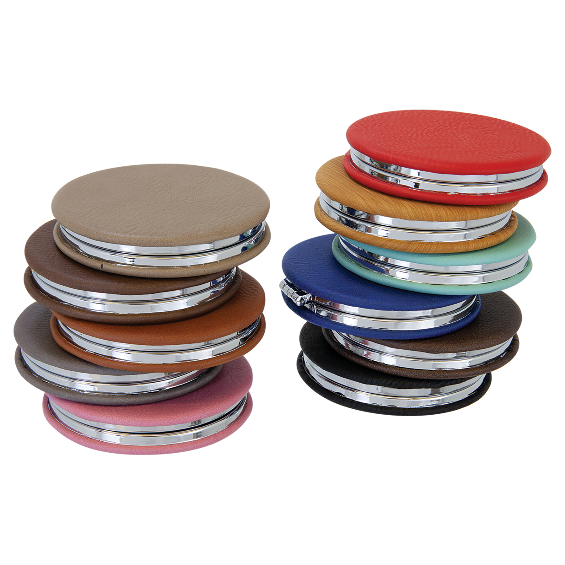 2 1/2" Laserable Leatherette Compact Mirror