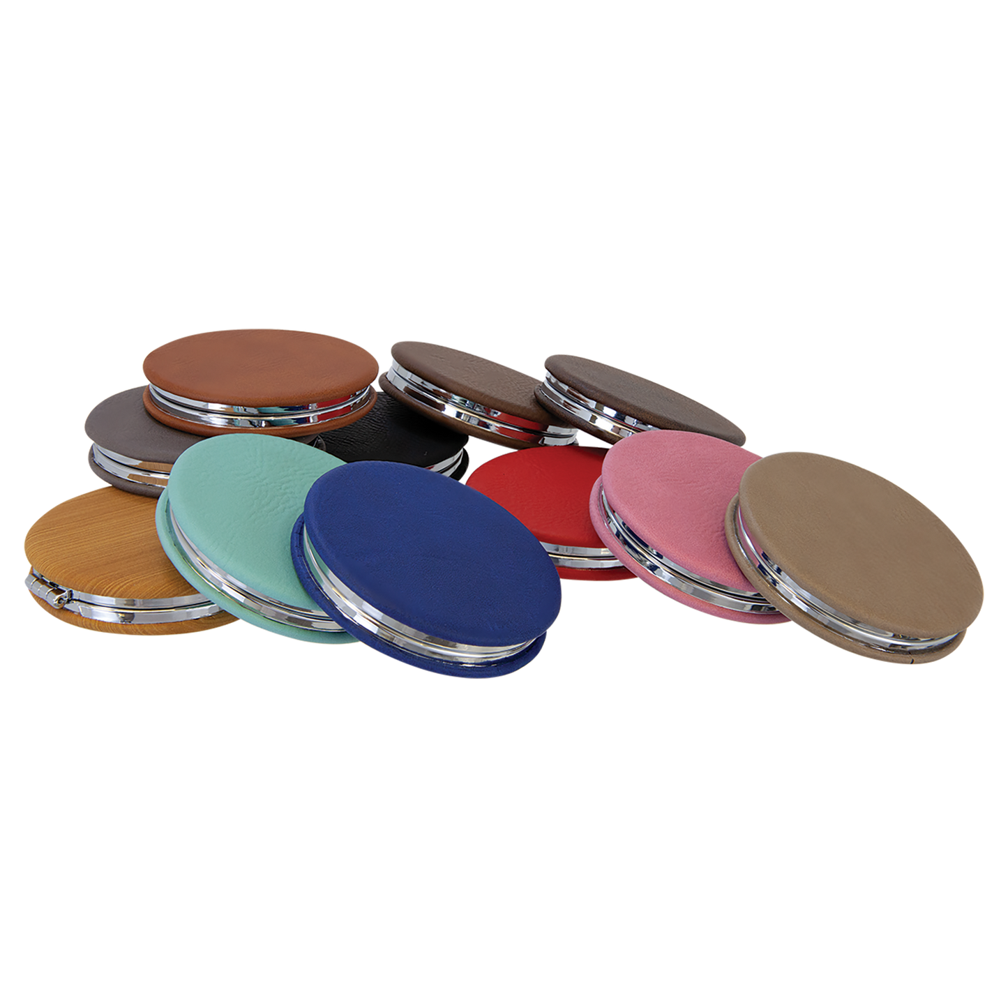 2 1/2" Laserable Leatherette Compact Mirror