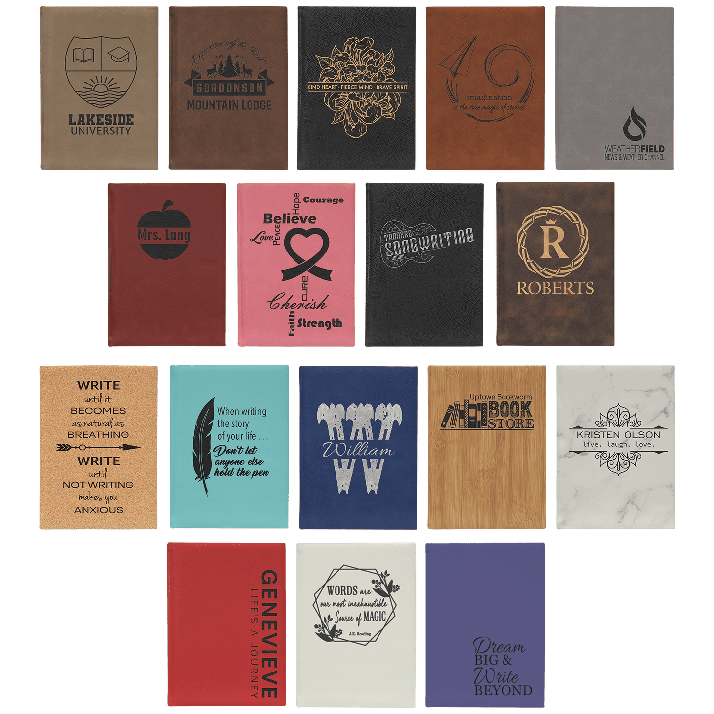 Burnmark Personalized Leatherette Journal | Laser Engraved Gift | Everett June