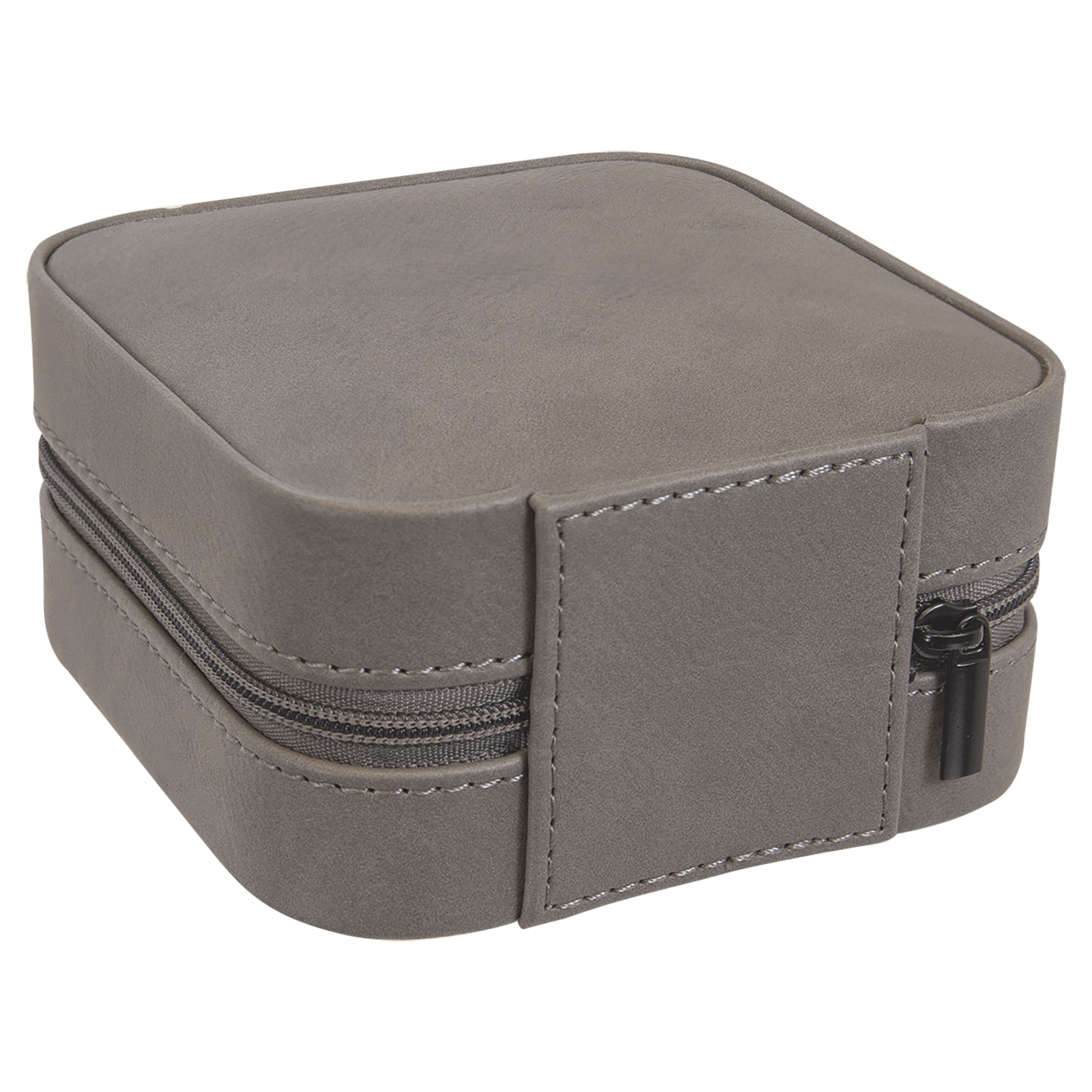 4" X 4" Gray Laserable Leatherette Travel Jewelry Box with Tan Lining