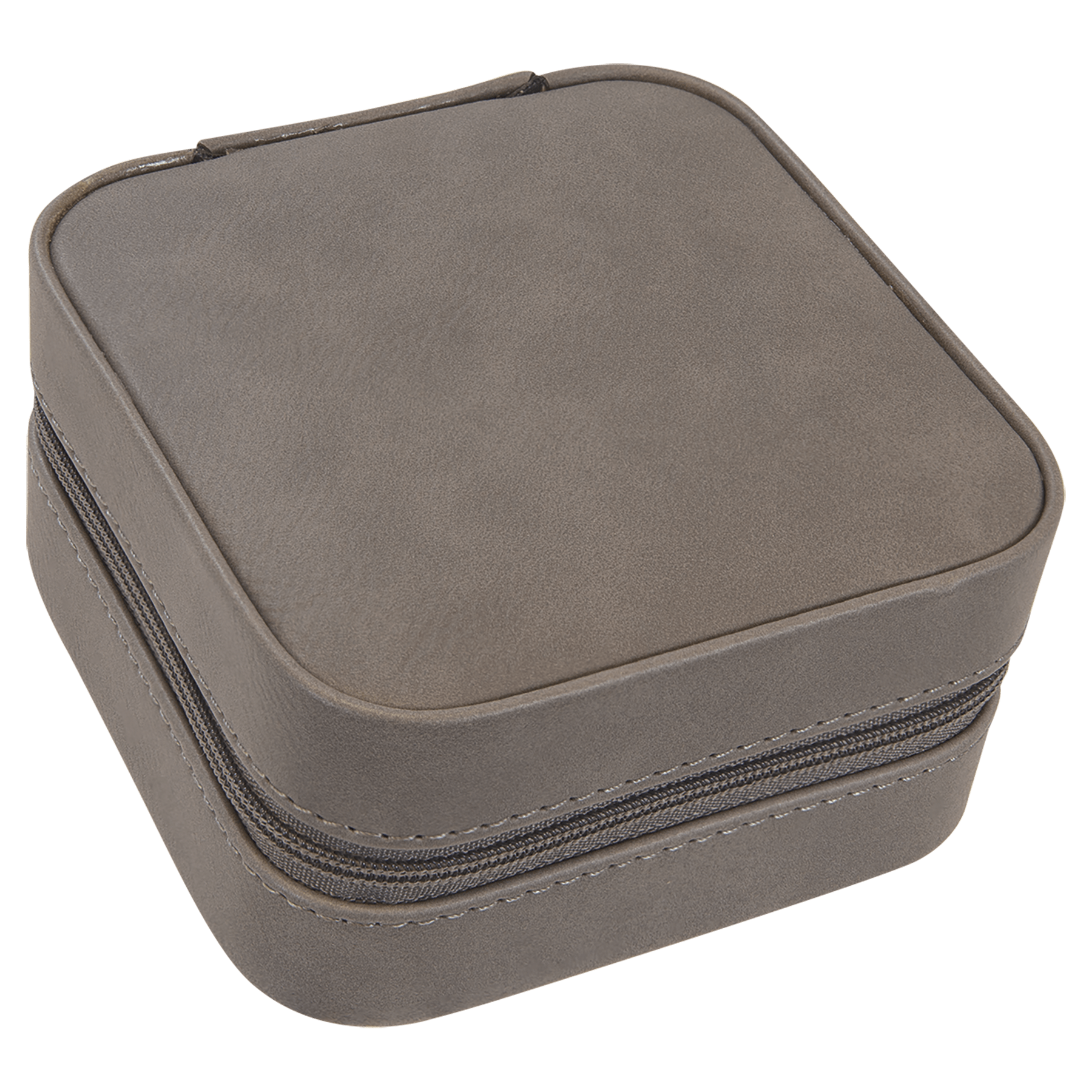 4" X 4" Gray Laserable Leatherette Travel Jewelry Box with Tan Lining