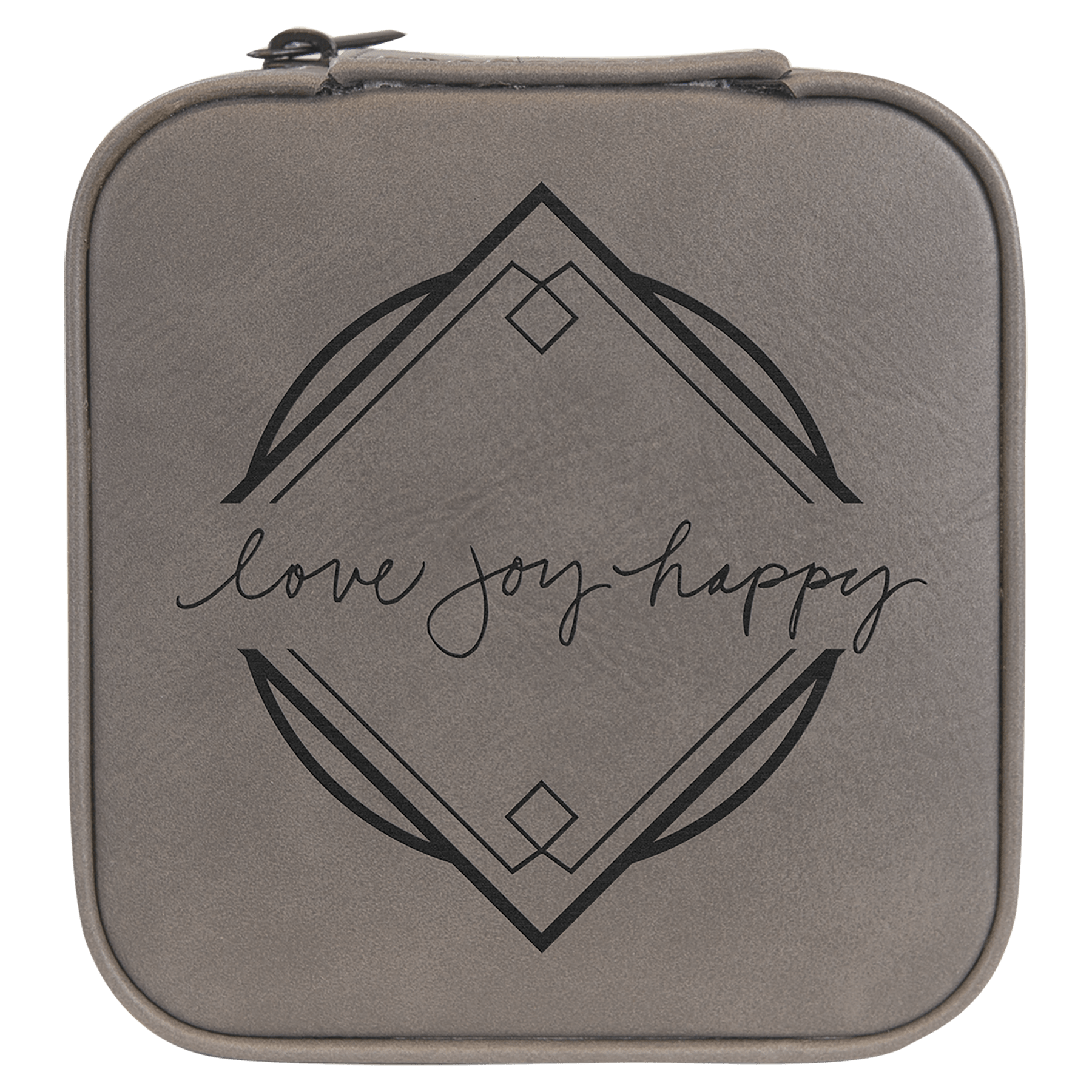 4" X 4" Gray Laserable Leatherette Travel Jewelry Box with Tan Lining