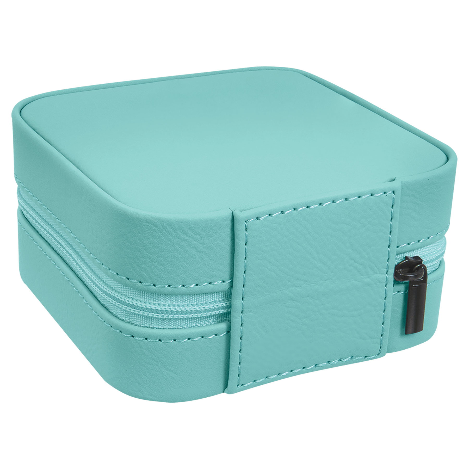4" X 4" Teal Laserable Leatherette Travel Jewelry Box with Tan Lining