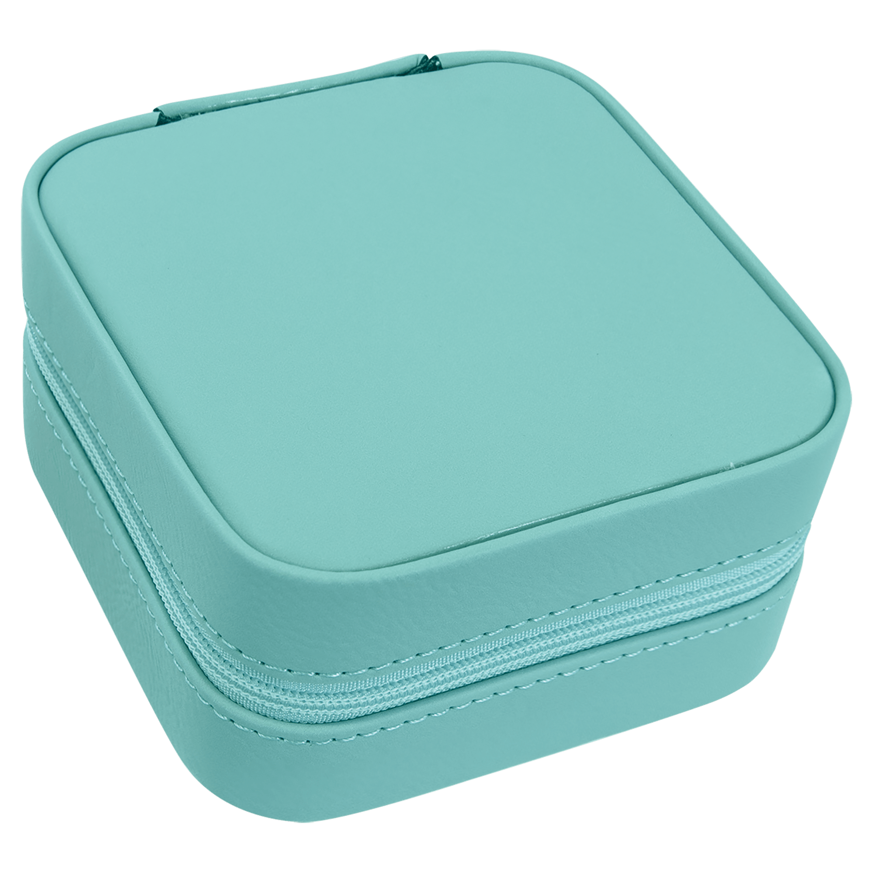 4" X 4" Teal Laserable Leatherette Travel Jewelry Box with Tan Lining