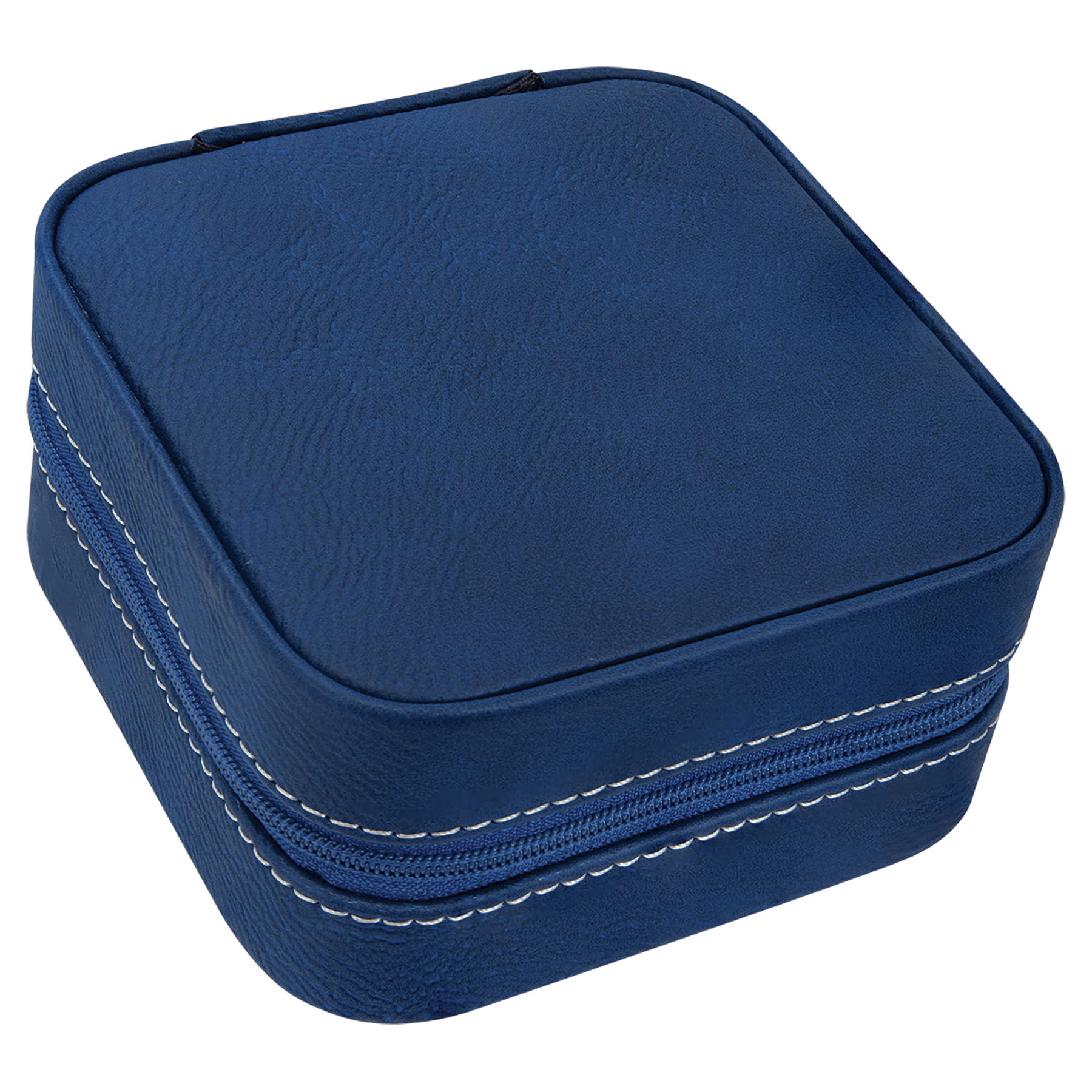 4" X 4" Blue/Silver Leatherette Travel Jewelry Box with Tan Lining
