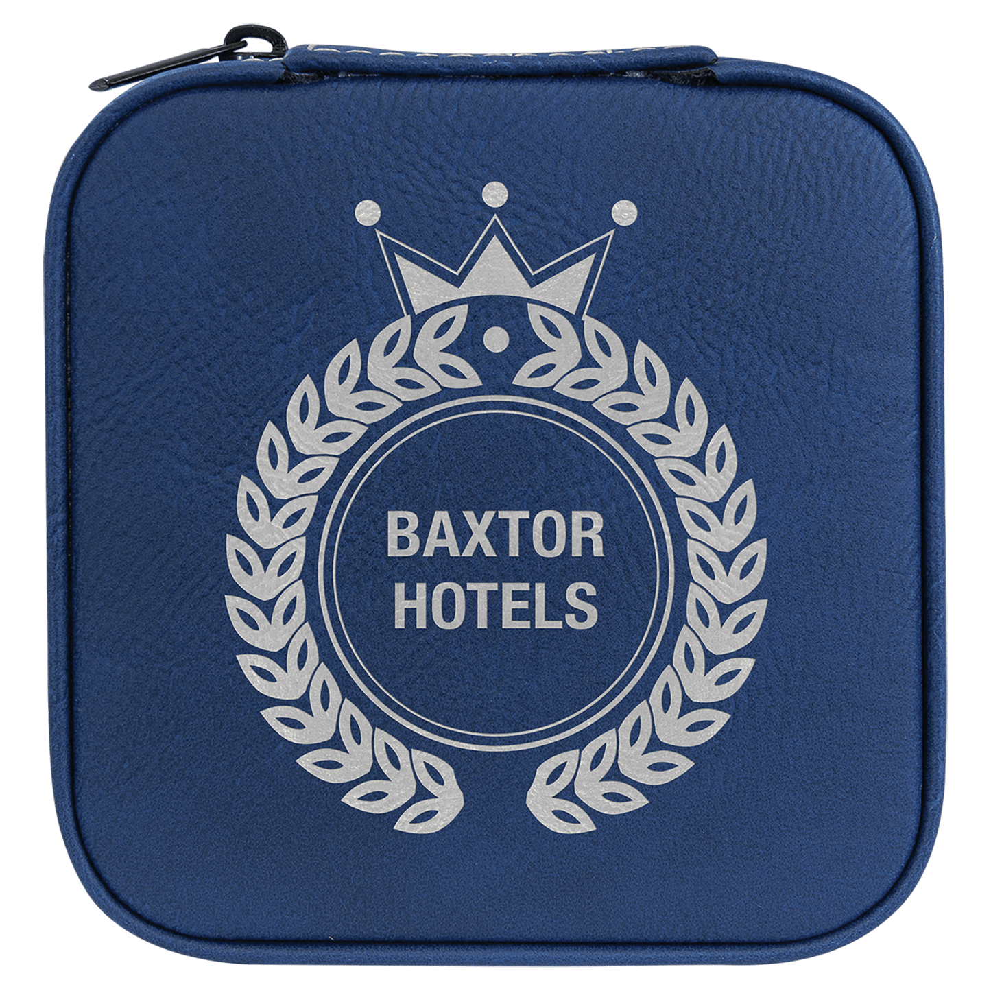 4" X 4" Blue/Silver Leatherette Travel Jewelry Box with Tan Lining