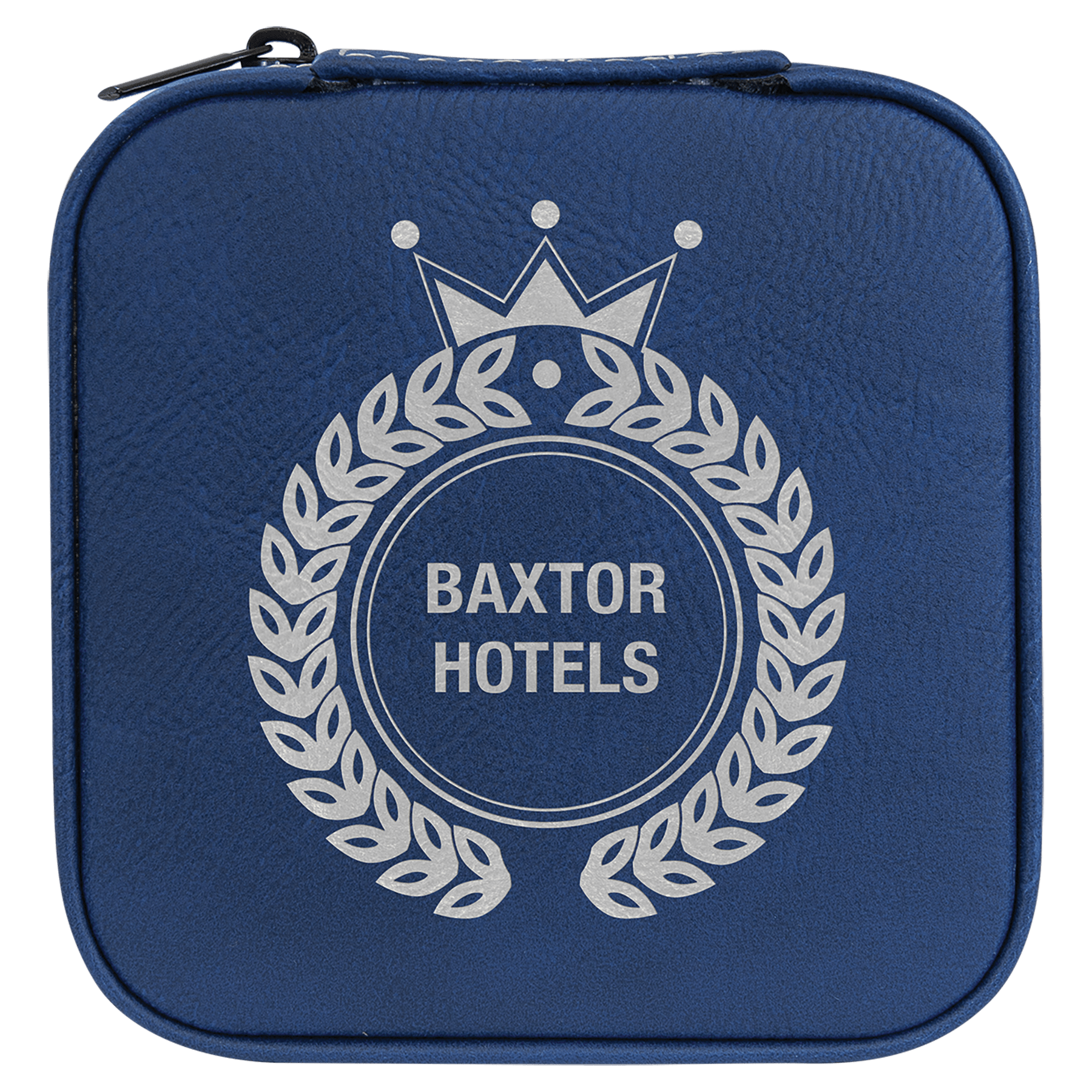 4" X 4" Blue/Silver Leatherette Travel Jewelry Box with Tan Lining