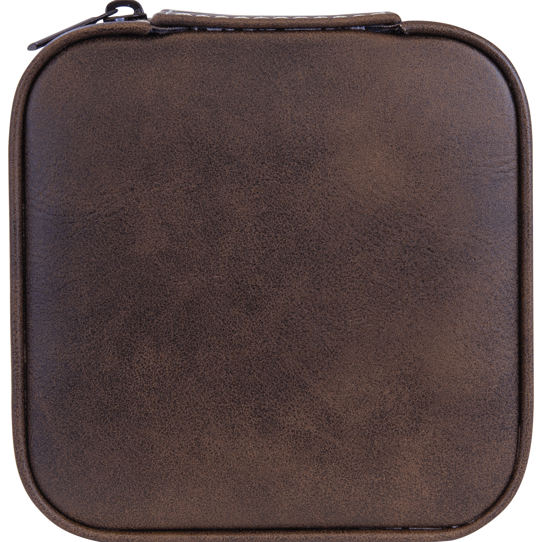 4" X 4" Rustic/Silver Leatherette Travel Jewelry Box with Tan Lining