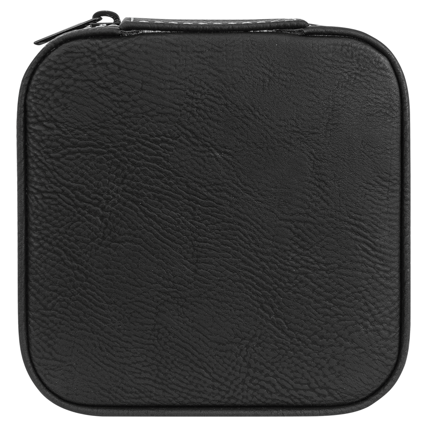 EngraveElite Vegan Leather Travel Jewelry Box - Black, Black|Silver