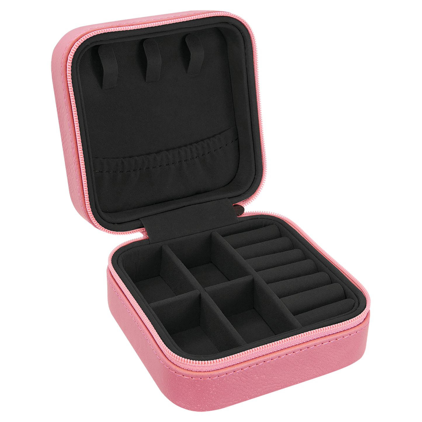 EngraveElite Vegan Leather Travel Jewelry Box - Black, Pink