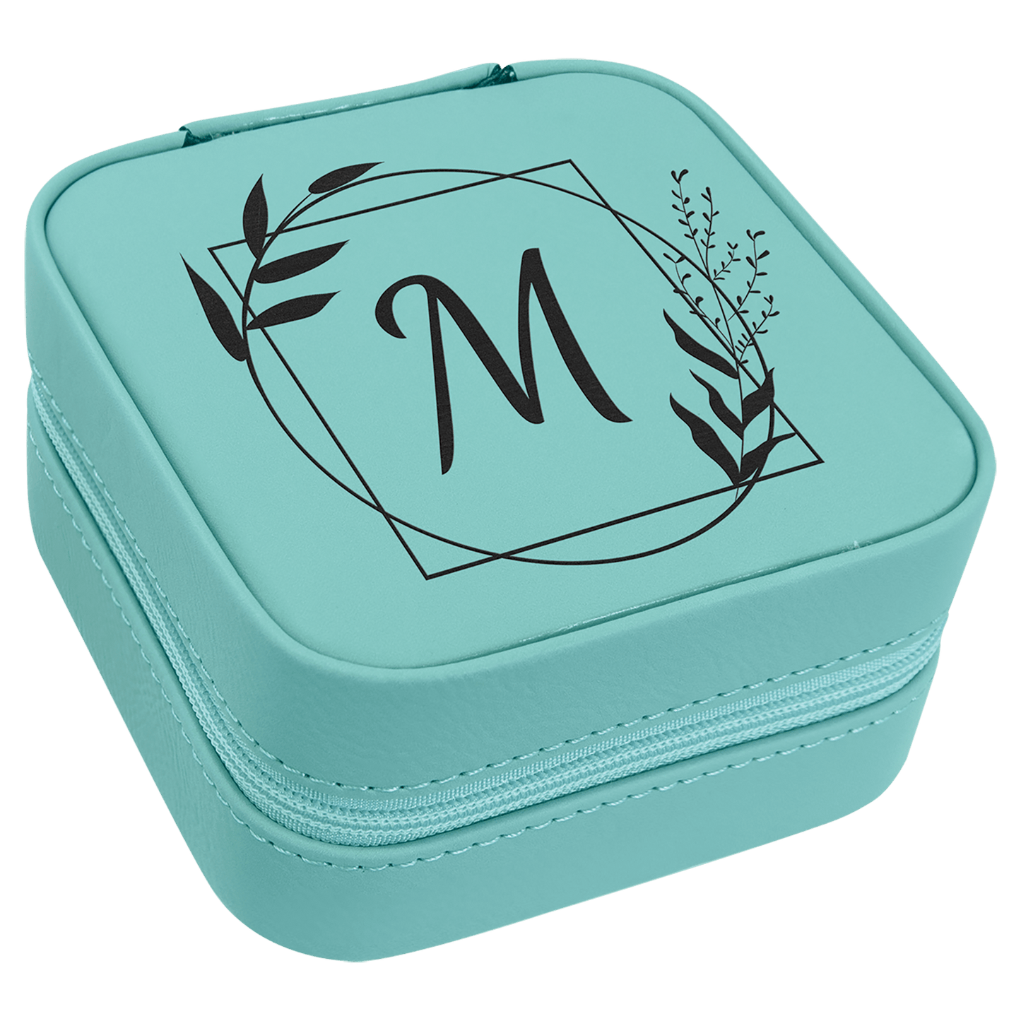 EngraveElite Vegan Leather Travel Jewelry Box - Black, Teal