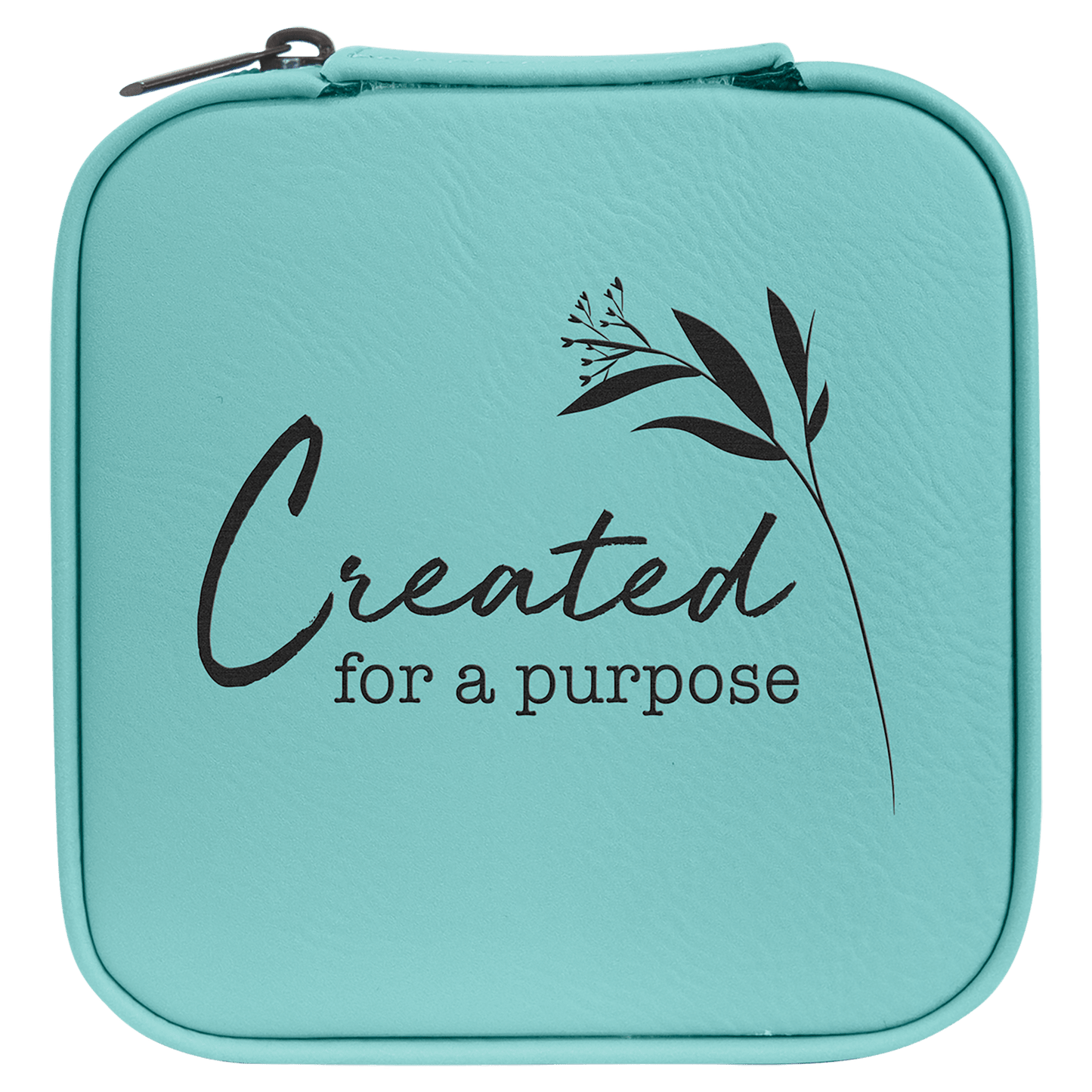 EngraveElite Vegan Leather Travel Jewelry Box - Black, Teal