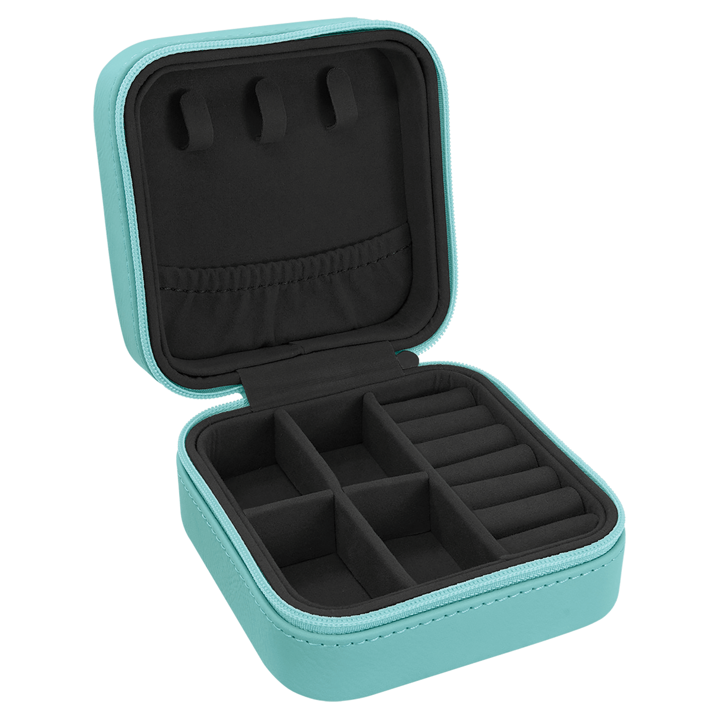 EngraveElite Vegan Leather Travel Jewelry Box - Black, Teal