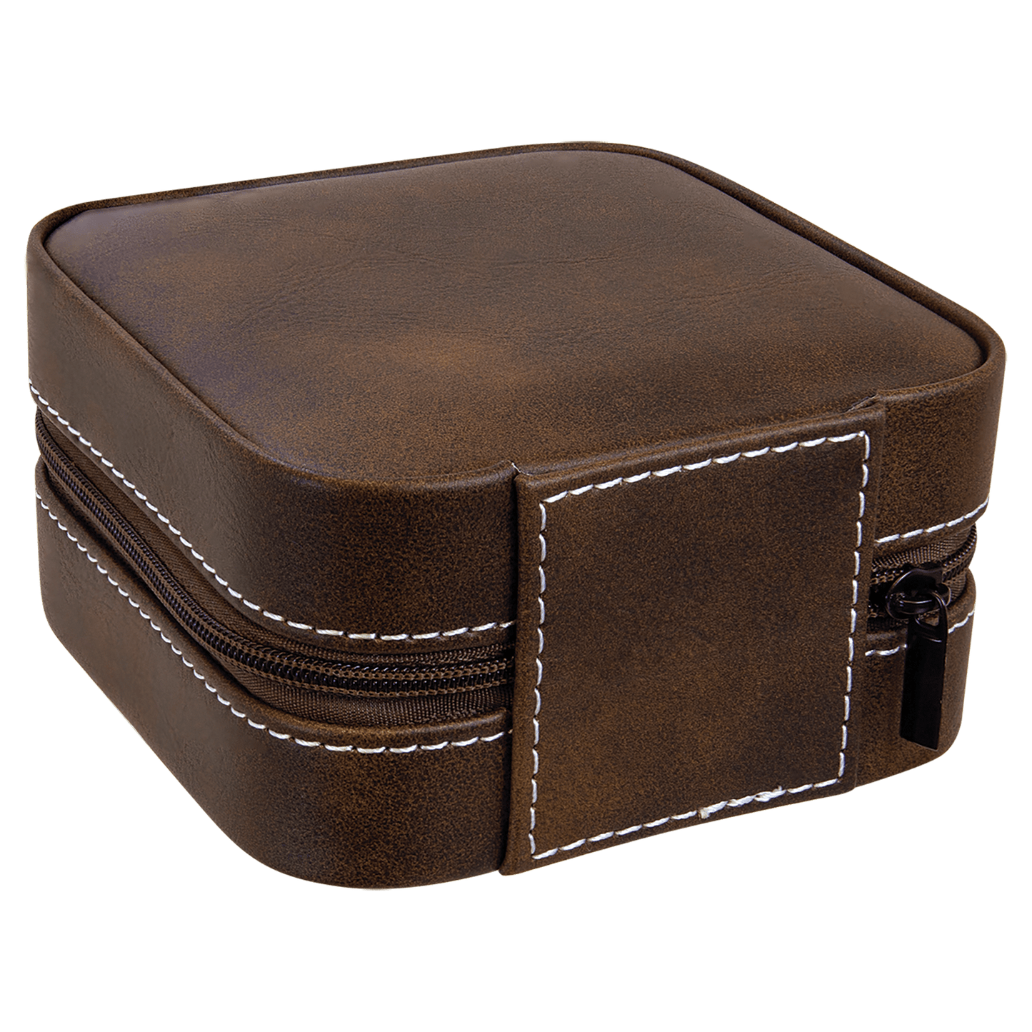 EngraveElite Vegan Leather Travel Jewelry Box - Black, Rustic|Silver