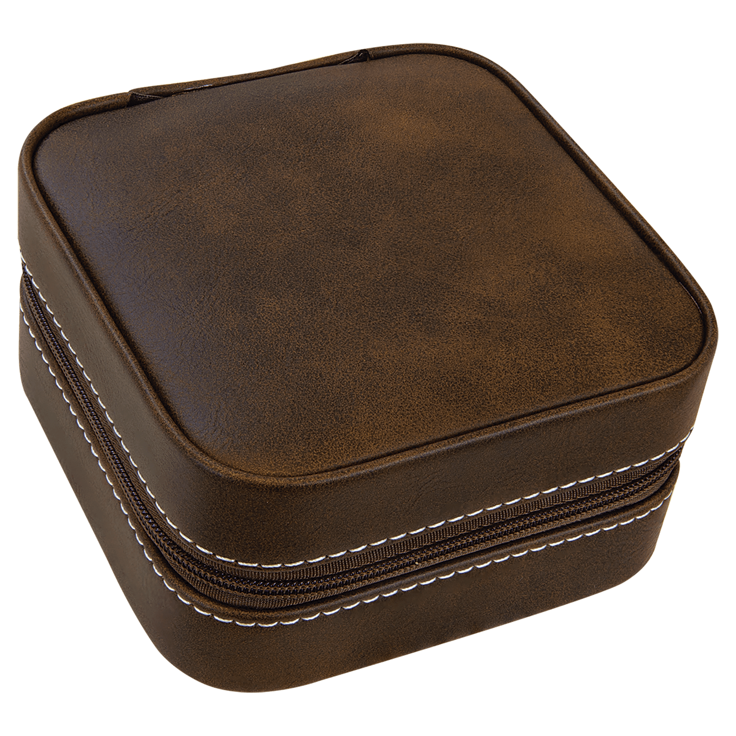 EngraveElite Vegan Leather Travel Jewelry Box - Black, Rustic|Silver