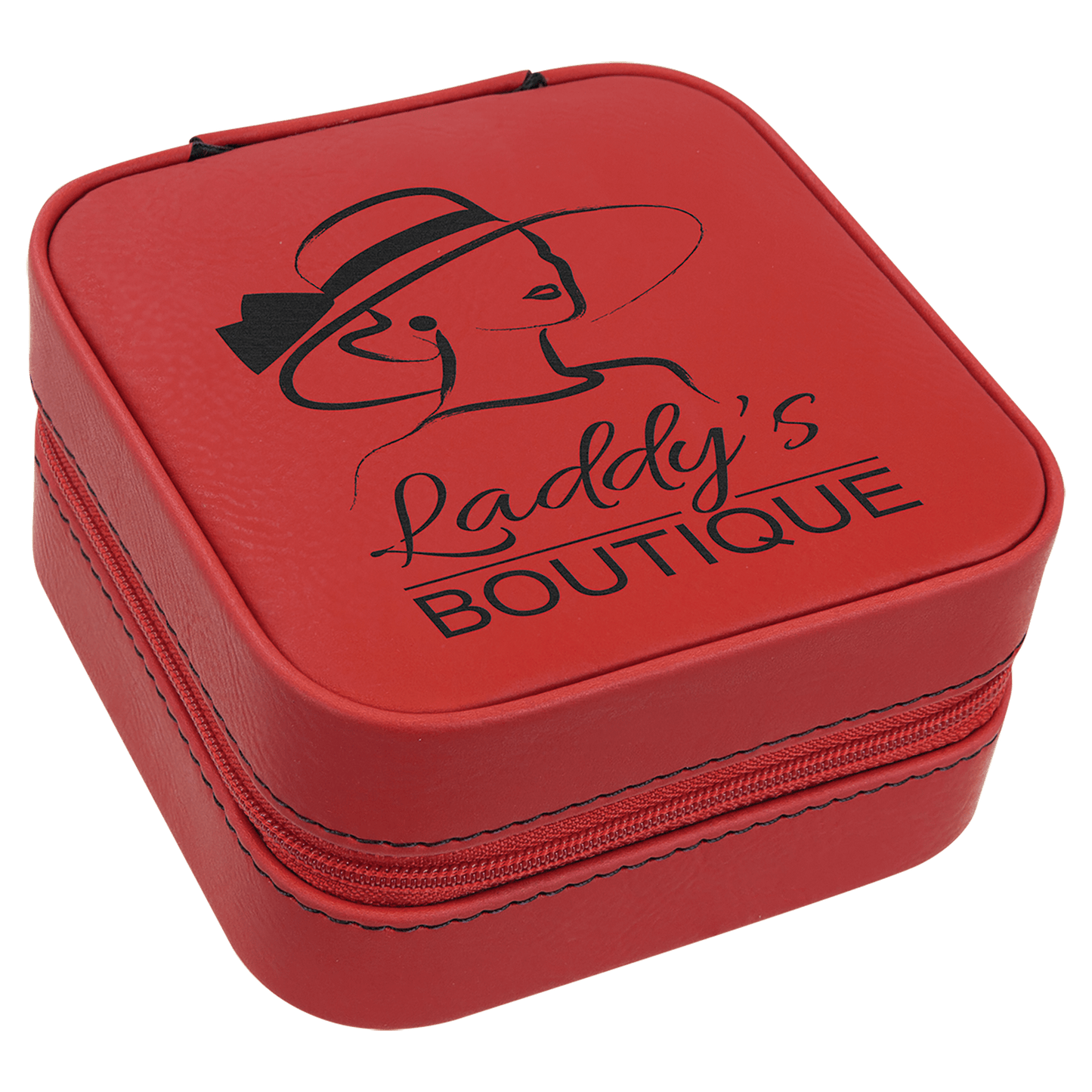 EngraveElite Vegan Leather Travel Jewelry Box - Black, Red