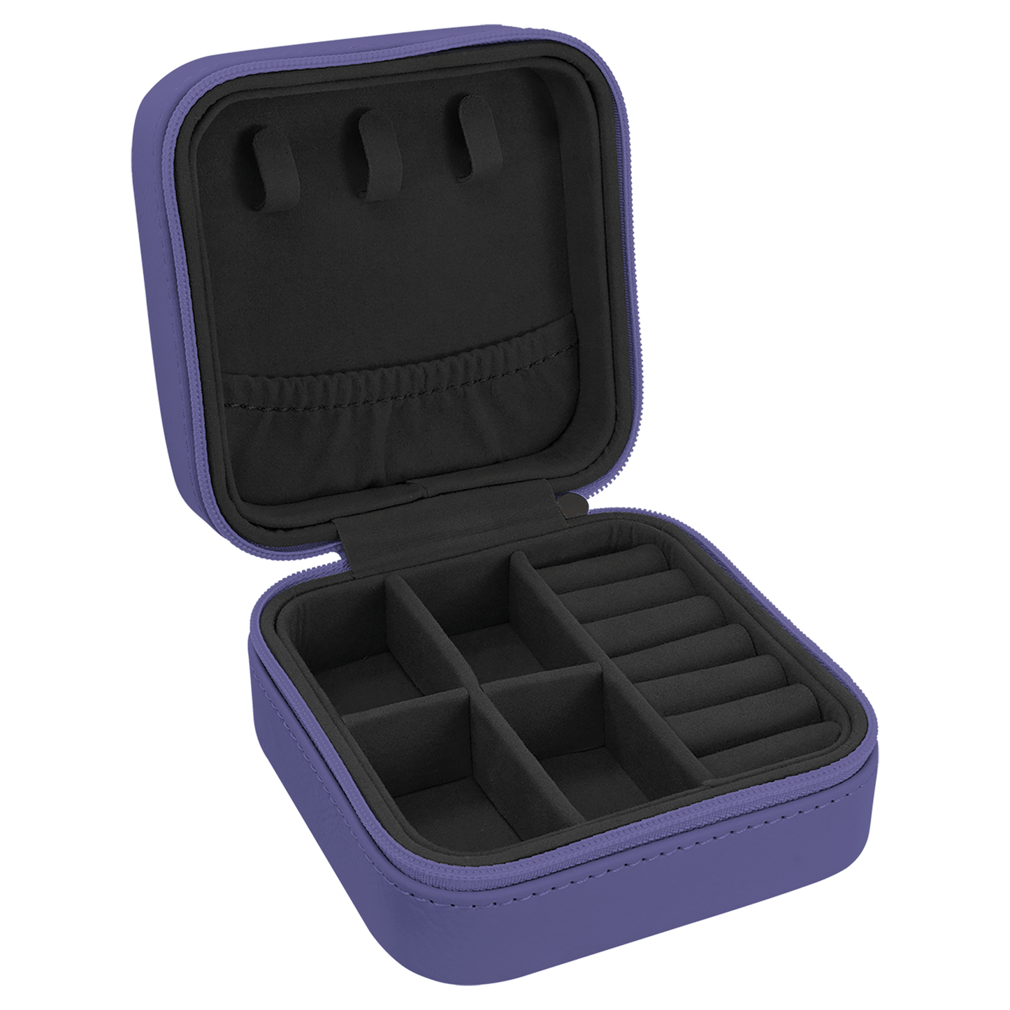 EngraveElite Vegan Leather Travel Jewelry Box - Black, Purple