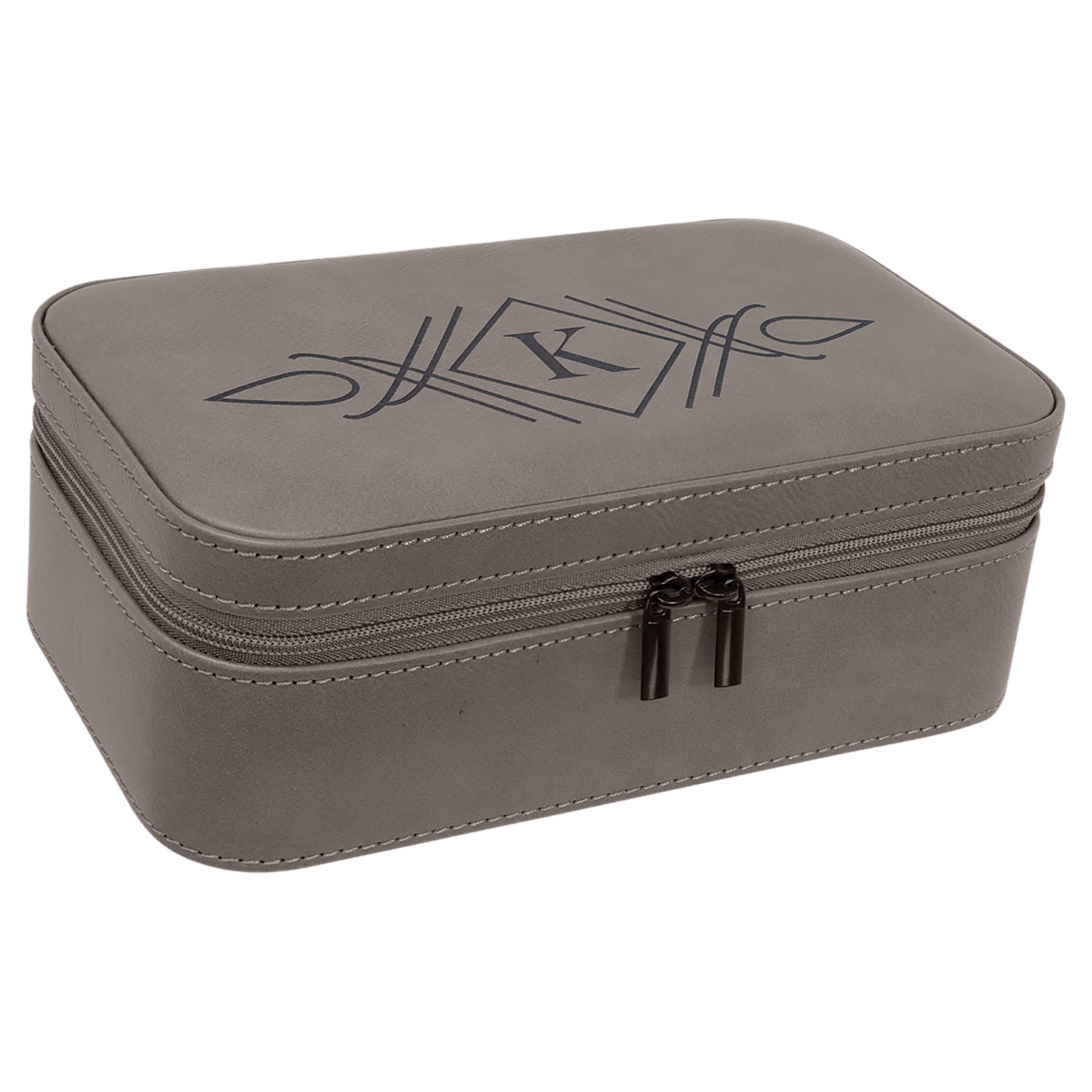 7 1/2" X 4 1/2" Gray Laserable Leatherette Jewelry Box