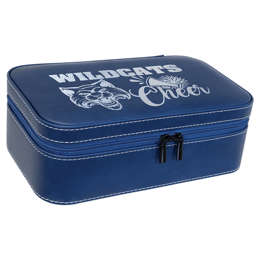 7 1/2" X 4 1/2" Blue/Silver Laserable Leatherette Jewelry Box