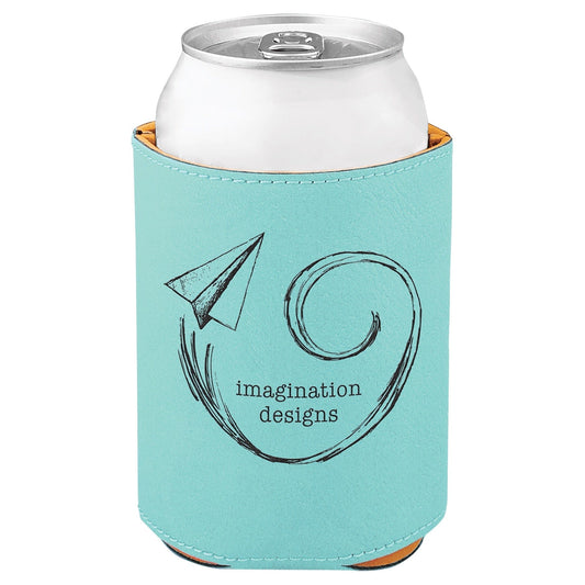 3 3/4" Teal Laserable Leatherette Beverage Holder