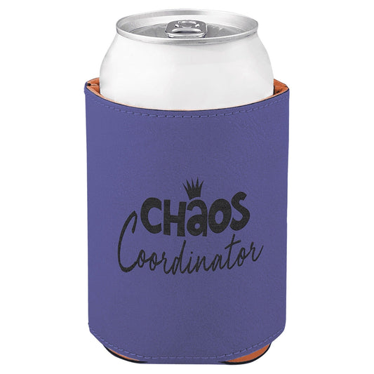 3 3/4" Purple Laserable Leatherette Beverage Holder