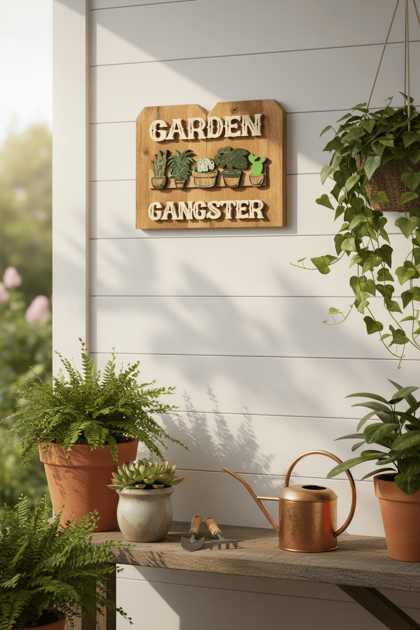 Garden Ganger Cedar Wall Sign