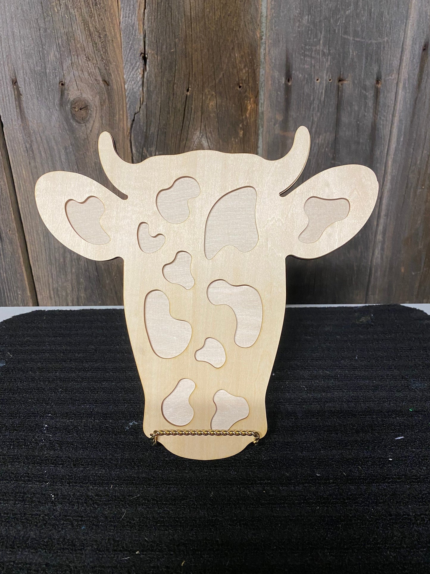DIY Cow Face Wood Sign – 2-Layer Laser Cut Basswood Craft Kit (11.5” x 11”)