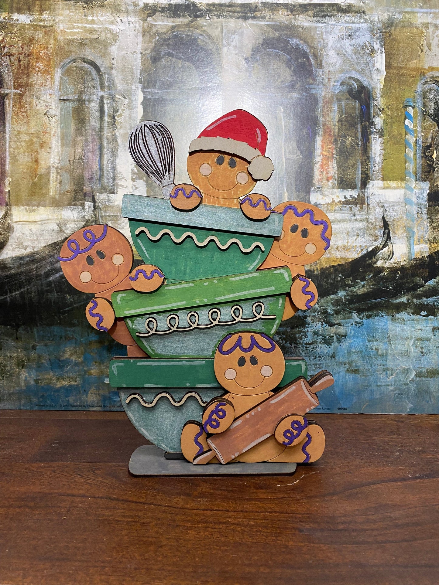 Gingerbread Stacking Bowls Shelf Sitter – Holiday Tiered Decor