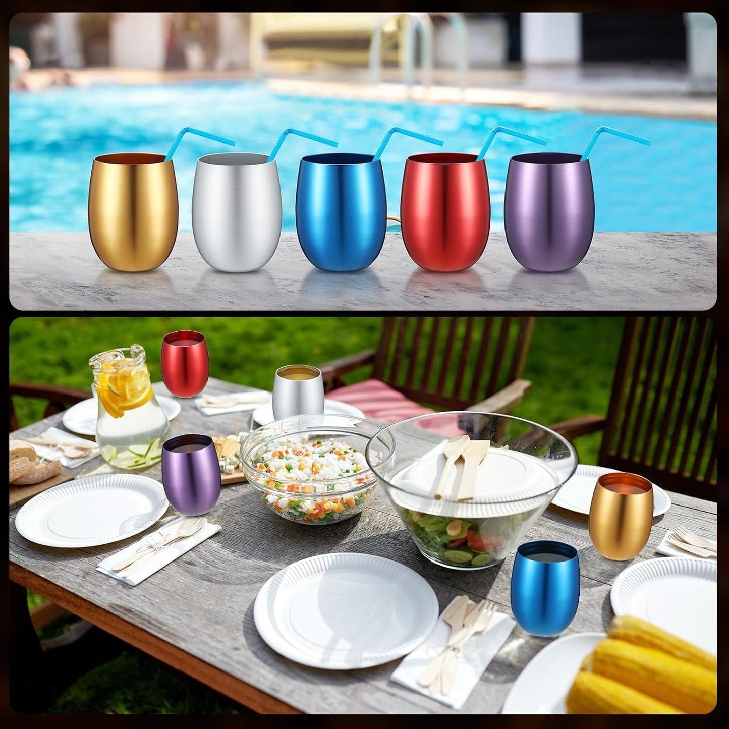 Custom Engraved Stemless Wine Tumbler – 15 oz. Anodized Aluminum