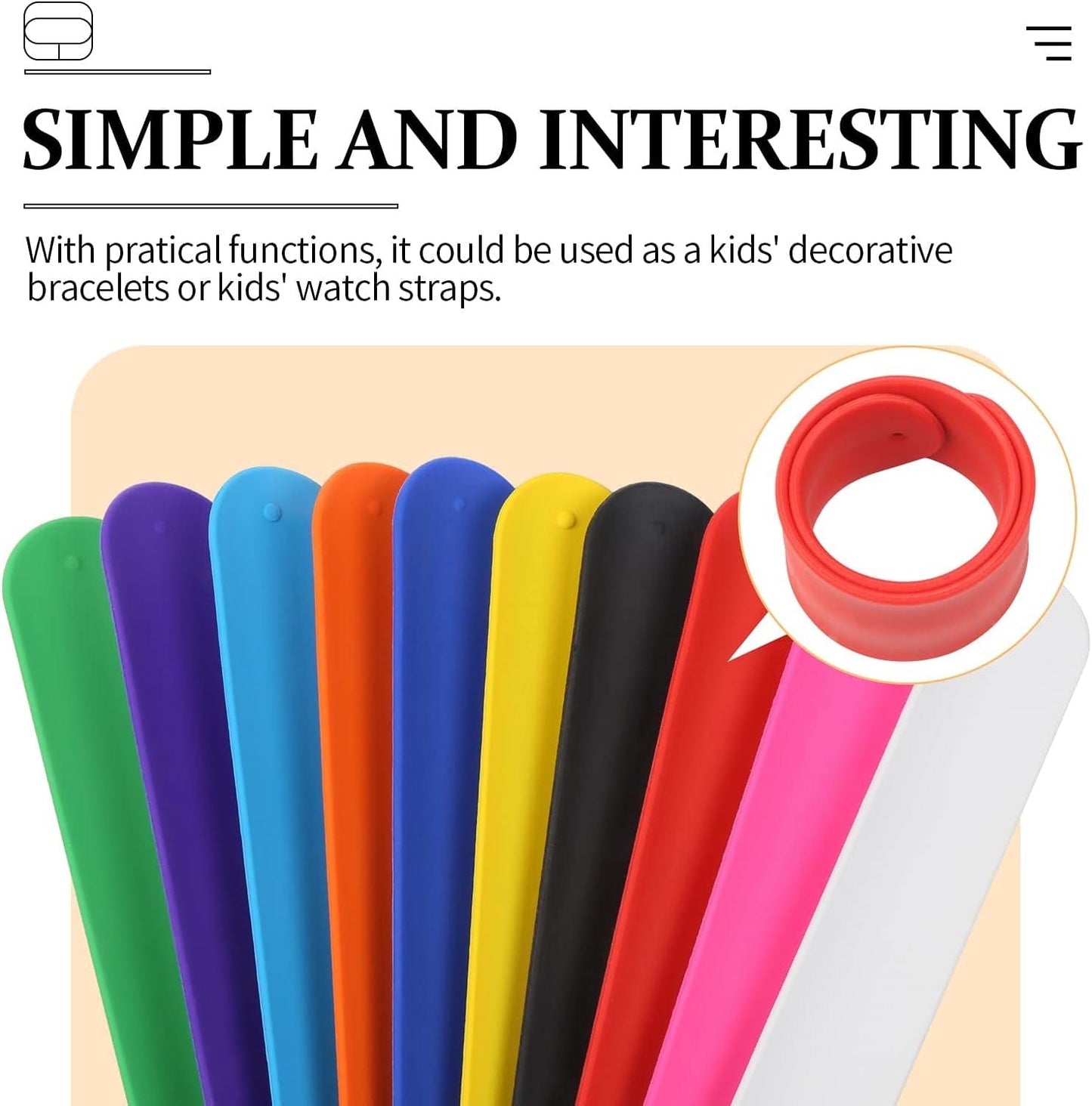 Laser Engraved Silicone Slap Bracelet – Fun Snap Band for Kids, Events & Party Favors
