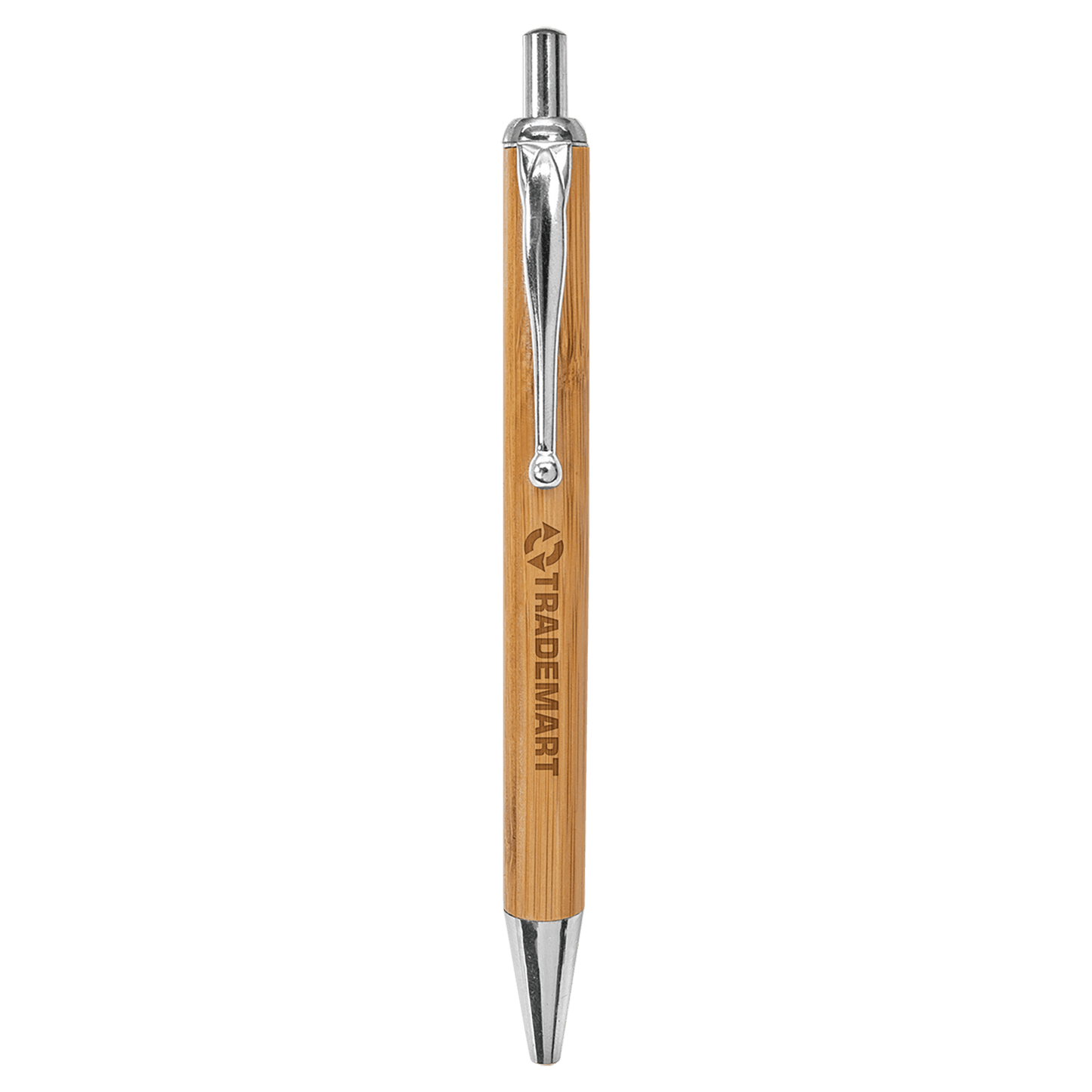 Personalized Bamboo Pen with Silver Trim — Laser Engraved | Corporate Gifts & Bulk Orders