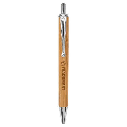 Personalized Bamboo Pen with Silver Trim — Laser Engraved | Corporate Gifts & Bulk Orders