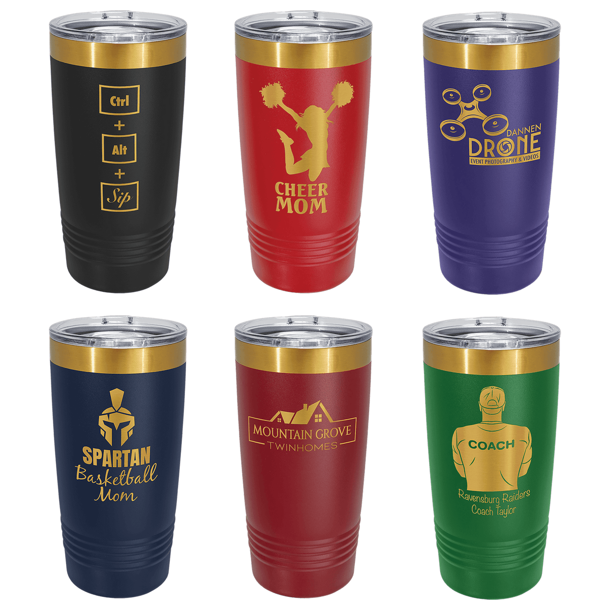 Polar Camel 20 oz Bright Gold Ion-Plated Engraved Tumbler with Slider Lid