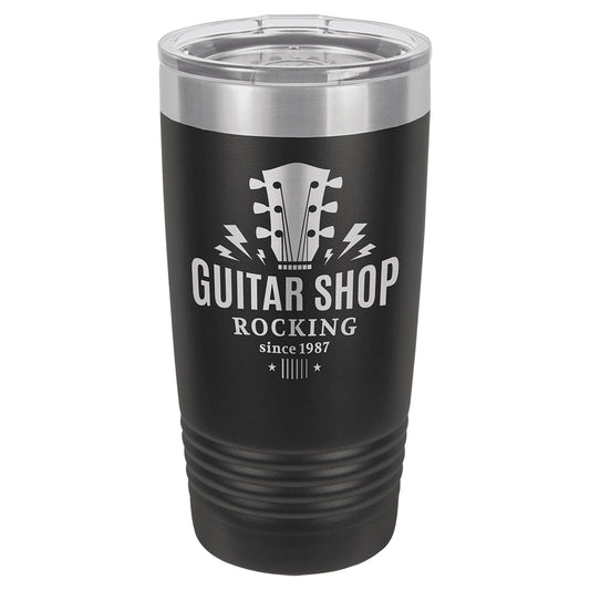 Polar Camel 20 oz. Black Vacuum Insulated Ringneck Tumbler with Silver Ring and Clear Lid