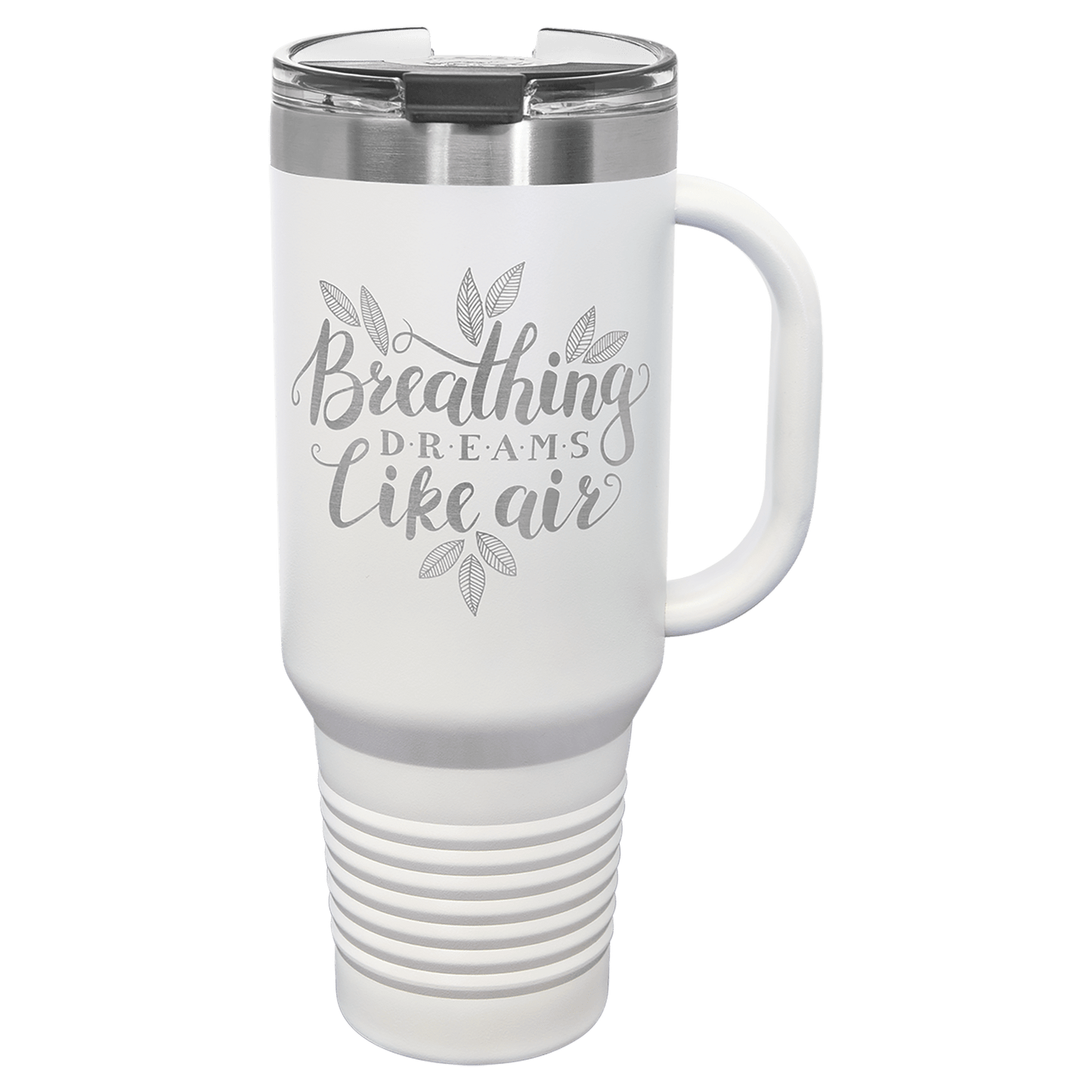 Polar Camel 40 oz. White Travel Mug with Handle, Straw Included