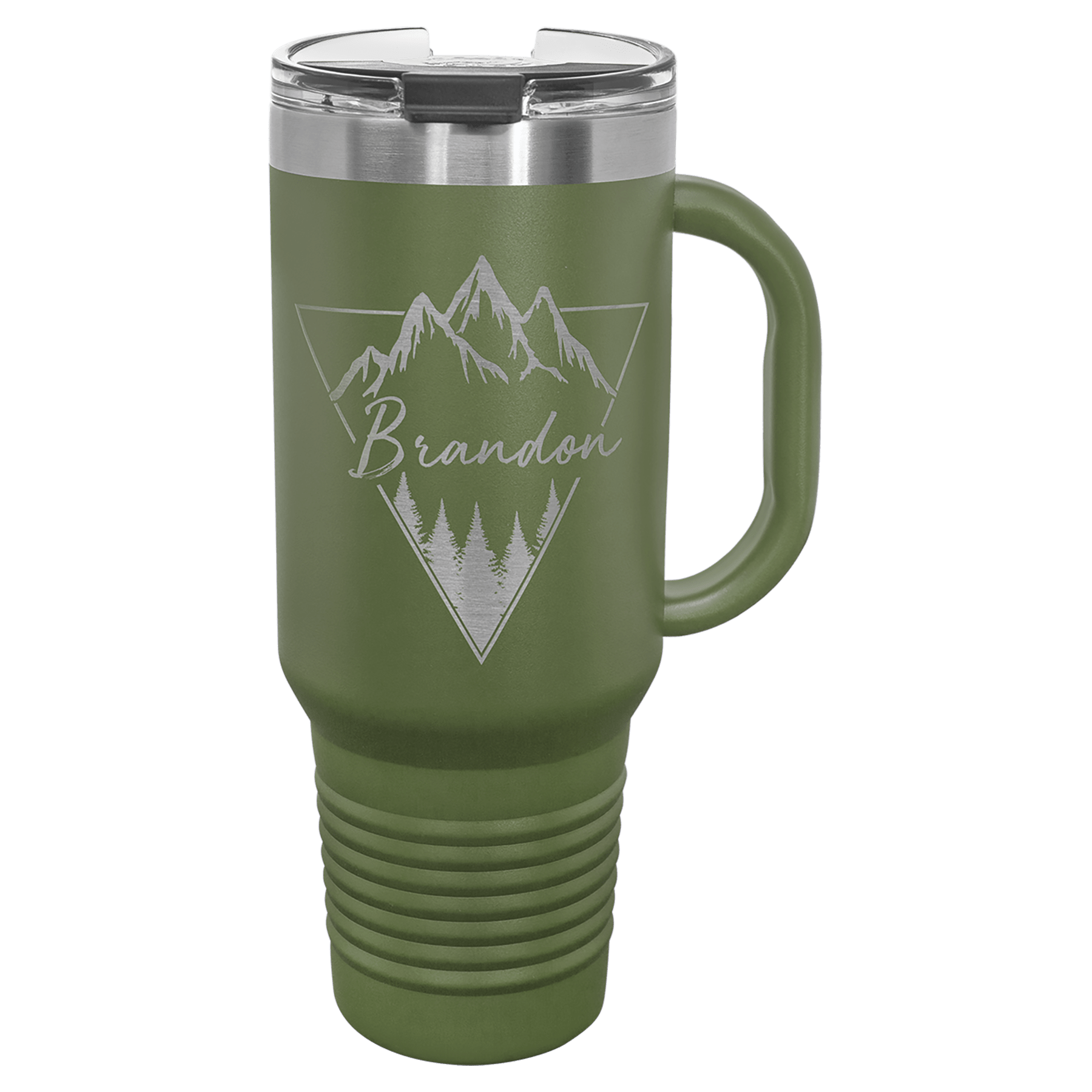 Polar Camel 40 oz. Olive Green Travel Mug with Handle, Straw Included