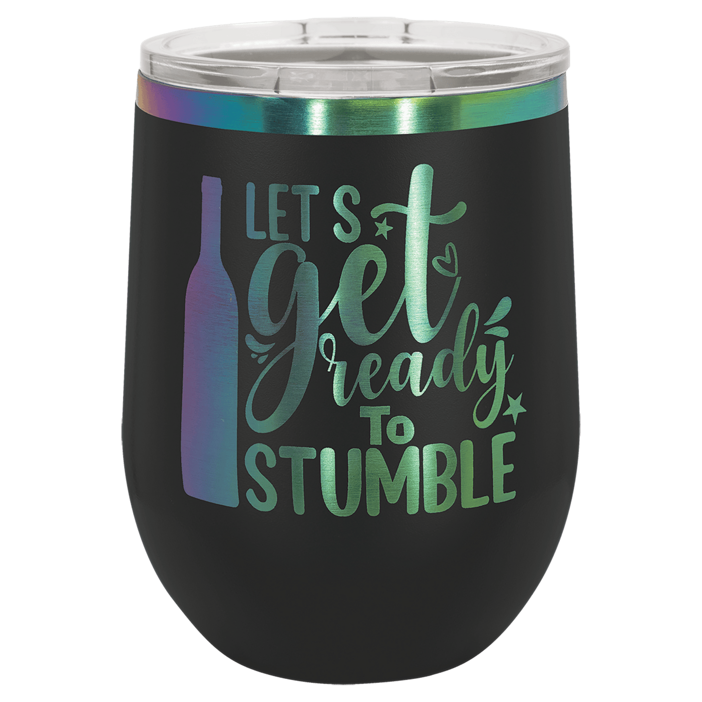 Personalized 12oz Prism Stemless Wine Tumbler | Custom Laser Engraved | White or Black