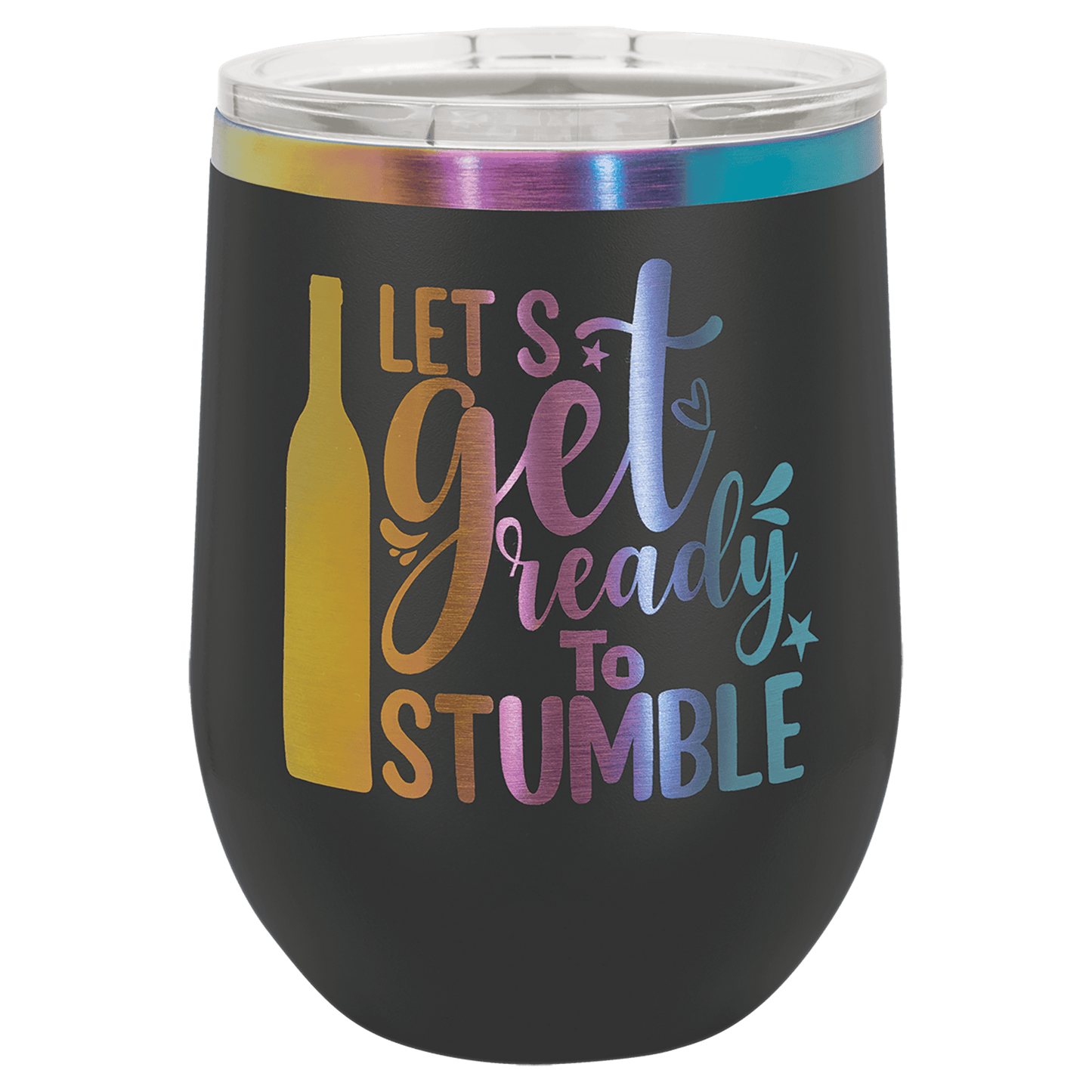 Personalized 12oz Prism Stemless Wine Tumbler | Custom Laser Engraved | White or Black