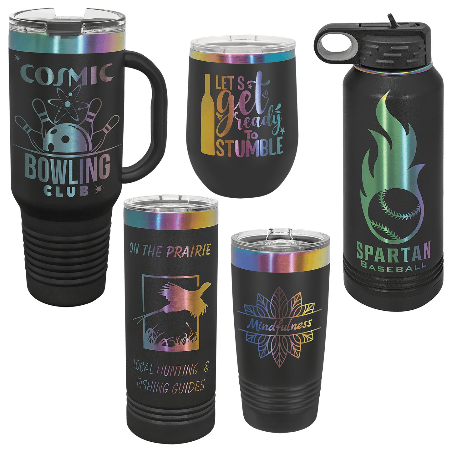 Personalized 12oz Prism Stemless Wine Tumbler | Custom Laser Engraved | White or Black