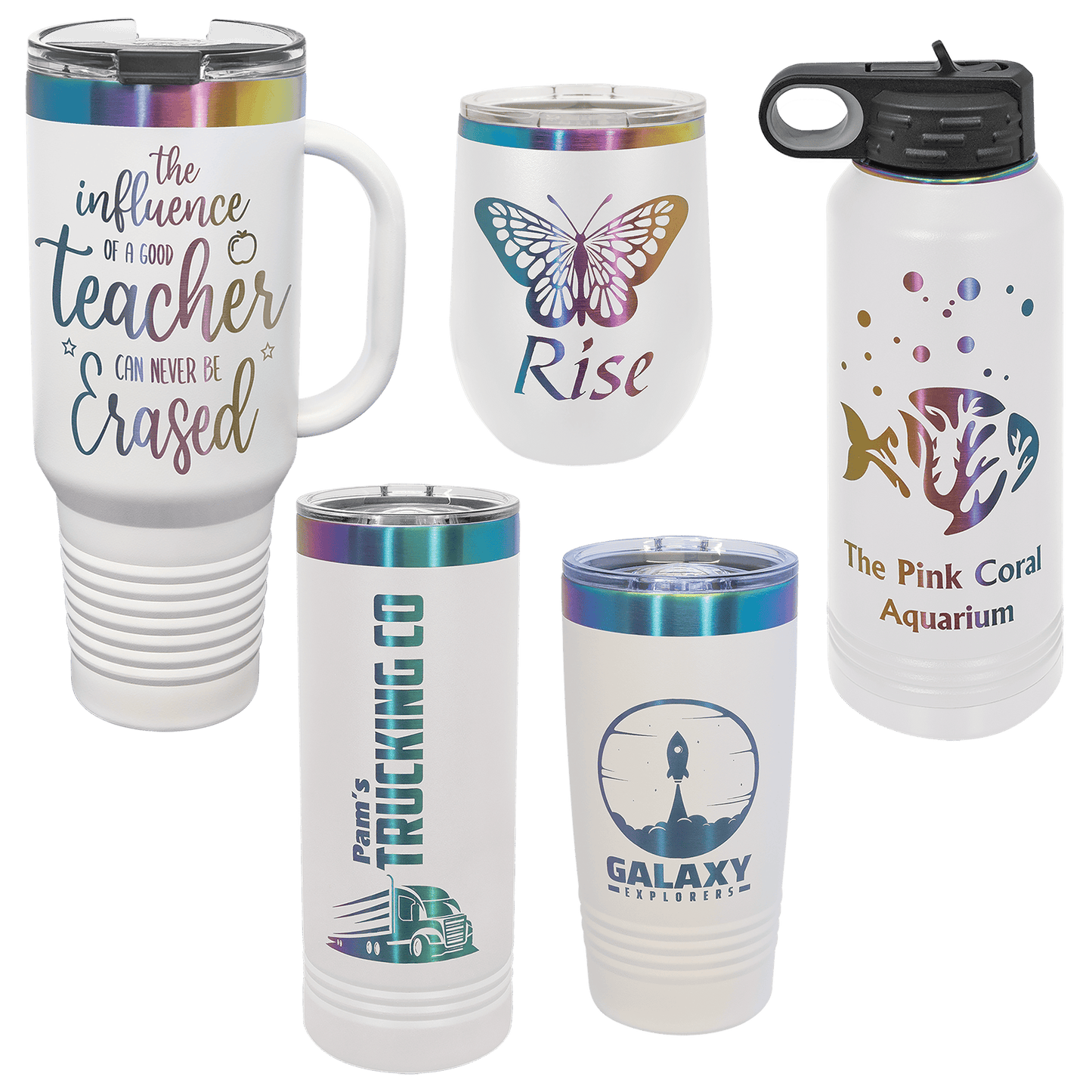 Personalized 12oz Prism Stemless Wine Tumbler | Custom Laser Engraved | White or Black