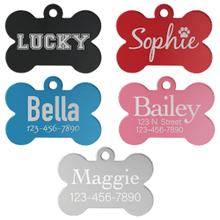 Custom Engraved 1-1/4" Bone Pet ID Tag – Aluminum Dog & Cat Tag