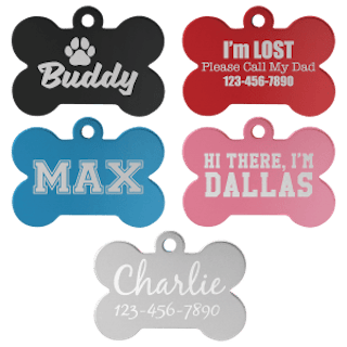 Custom Engraved Large 1-1/2" Bone Pet ID Tag – Aluminum Dog & Cat Tag