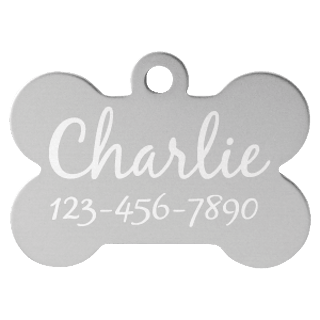 Custom Engraved Large 1-1/2" Bone Pet ID Tag – Aluminum Dog & Cat Tag