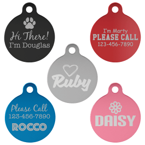 Custom Engraved 1-1/4" Round Pet ID Tag – Aluminum Dog & Cat Tag