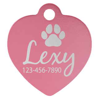 Custom Engraved Large 1-1/4" Heart Pet ID Tag – Aluminum Dog & Cat Tag