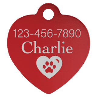 Custom Engraved Large 1-1/4" Heart Pet ID Tag – Aluminum Dog & Cat Tag