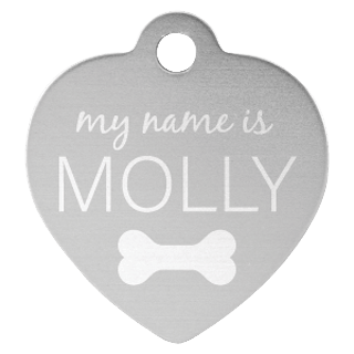 Custom Engraved Large 1-1/4" Heart Pet ID Tag – Aluminum Dog & Cat Tag