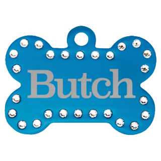 Custom Engraved Bling 1-1/2" Bone Pet ID Tag – Swarovski Aluminum Dog & Cat Tag