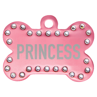Custom Engraved Bling 1-1/2" Bone Pet ID Tag – Swarovski Aluminum Dog & Cat Tag