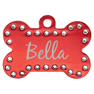 Custom Engraved Bling 1-1/2" Bone Pet ID Tag – Swarovski Aluminum Dog & Cat Tag